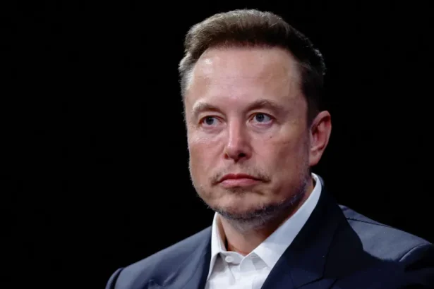 Elon Musk AI timeline graphic showing a four-year countdown beside AI model benchmarks and safety warning symbols