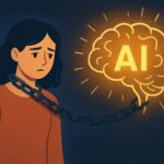 AI student learning debate showing a student coding with an AI assistant while solving a problem independently