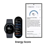 Samsung Galaxy Watch AI health features showing Vitals, Heart Health Score, Daily Cardio Load and Fitness Index