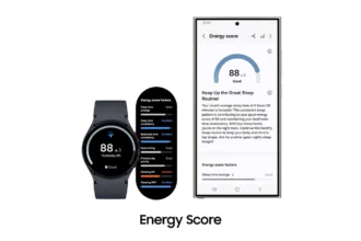 Samsung Galaxy Watch AI health features showing Vitals, Heart Health Score, Daily Cardio Load and Fitness Index
