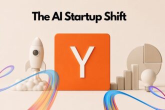 YC AI startups valuation pressure graphic with AI agents, robotics and $200M funding signal