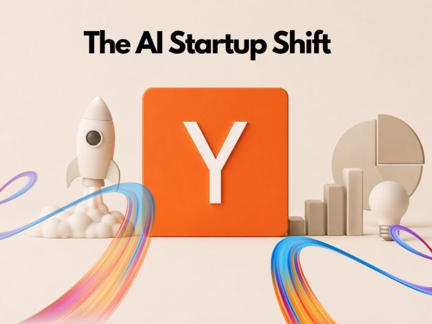 YC AI startups valuation pressure graphic with AI agents, robotics and $200M funding signal