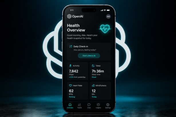 ChatGPT Health app screen with medical records and safety warning