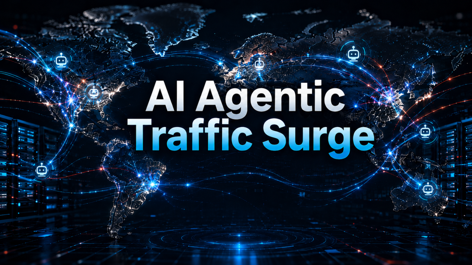 AI agentic traffic surge shown across connected web nodes