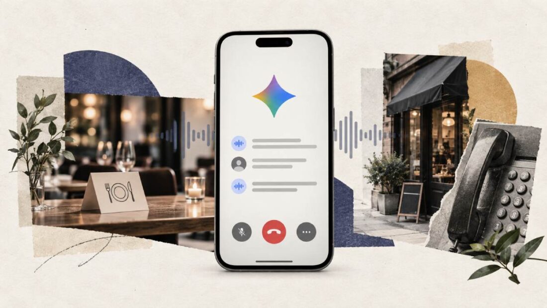 Gemini Call for Me feature making a business phone call from a Google Pixel 11